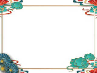 绿色复古中秋节金边边框素材