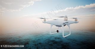 无人机与模糊城市景色