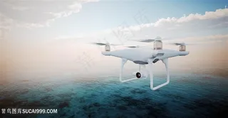 无人机与模糊城市景色