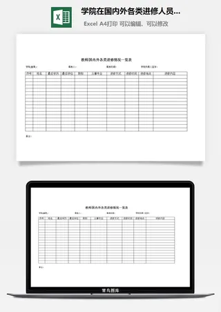 学院在国内外各类进修人员情况一览表及分析excel模板
