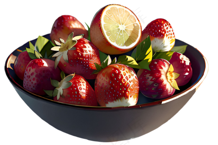 红色分享高清手绘免抠素材图草莓水果PNG3