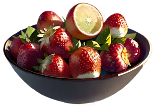 红色分享高清手绘免抠素材图草莓水果PNG3