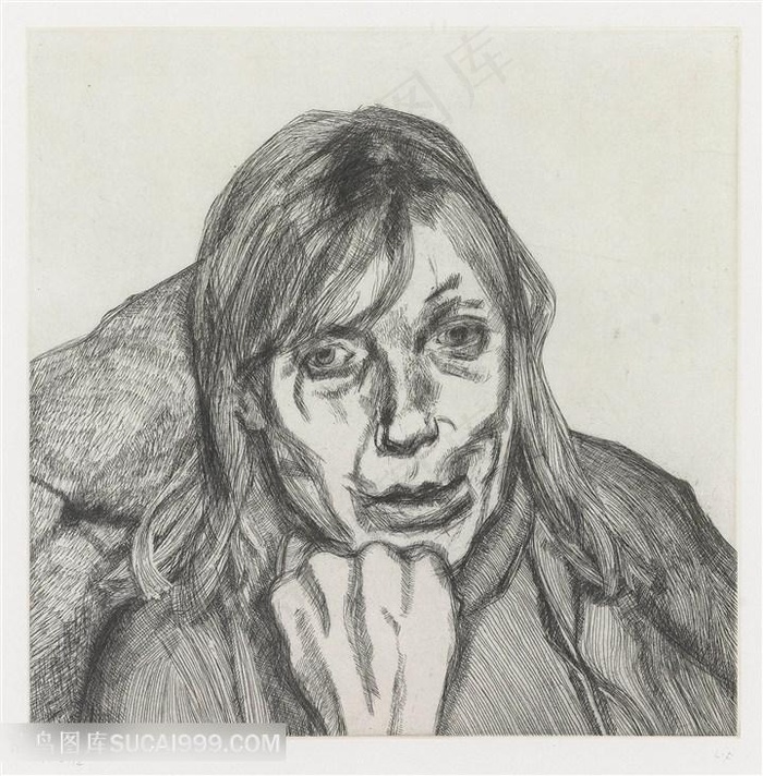 弗洛伊德手绘素描女性艺术装饰画