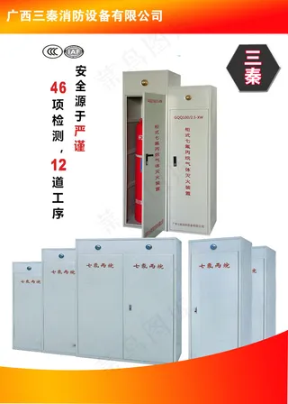 立柜图消防器材消防知识灭火器消防设备七氟丙烷气体灭火器宣传画册