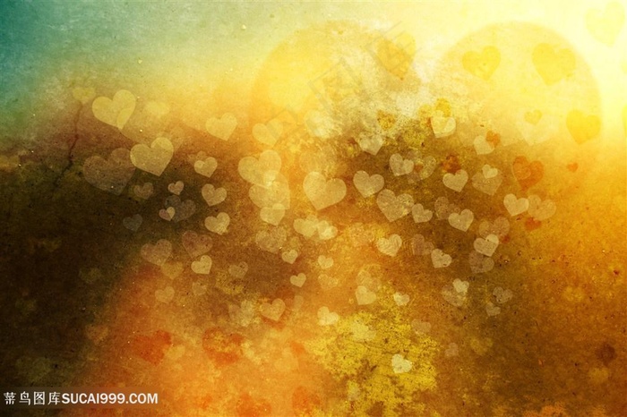 金色爱心多彩光影背景图片