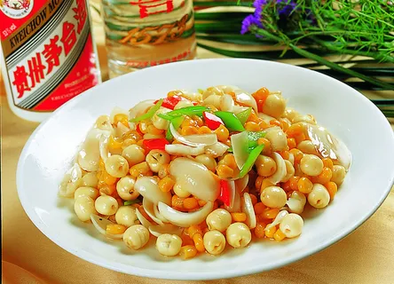 川菜湘菜高清菜谱 莲子百合玉米炒 川菜湘菜高清菜谱 莲子百合玉米炒