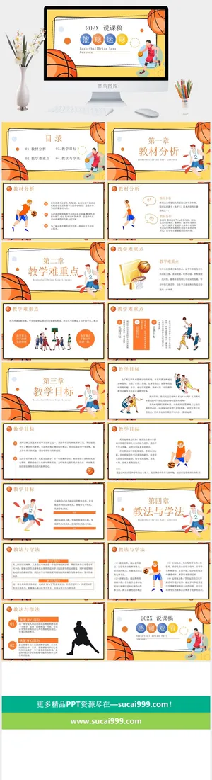 篮球体育课教学说课PPT模板