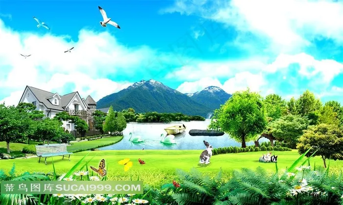 装饰画背景画无框画田园风光