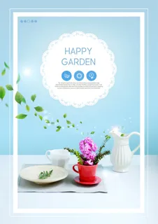 美丽花卉欢迎春天海报