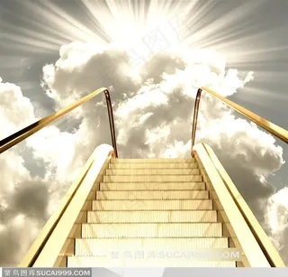 金色光芒四射通天扶梯