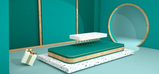 中国风国潮电商促销海报C4D背景图3D场景立体设计PSD素材模板