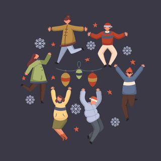 冬天服饰服装冬装穿冬装保暖冬季卡通人物男女装Ai矢量图片素材