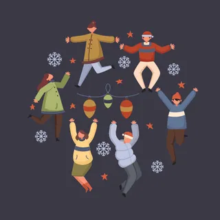 冬天服饰服装冬装穿冬装保暖冬季卡通人物男女装Ai矢量图片素材