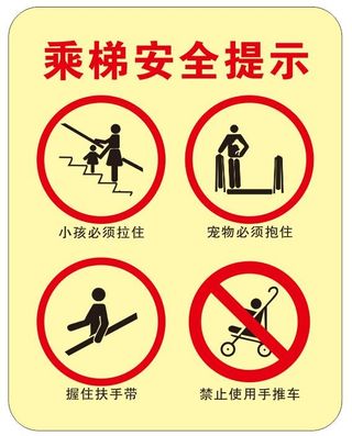 矢量乘坐电梯安全提示贴