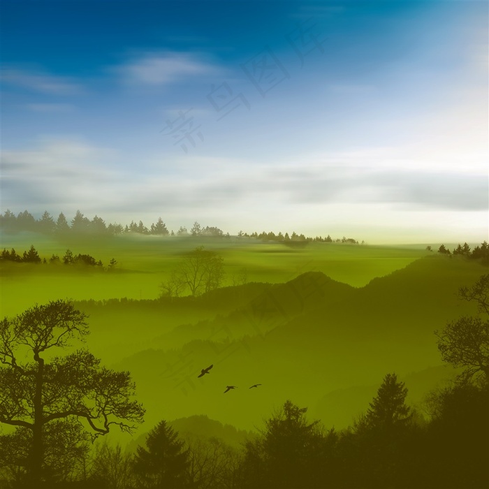 唯美山林景色高清素材图