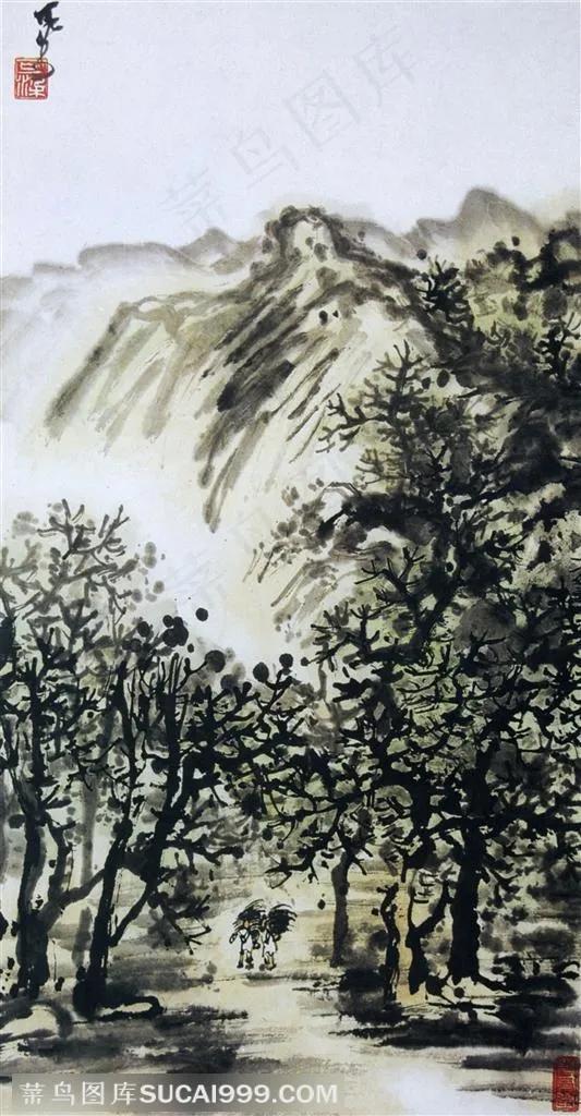 国画名家作品-李可染的暮归