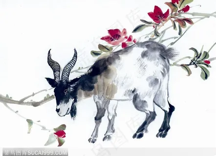 水墨画山羊 水墨画山羊