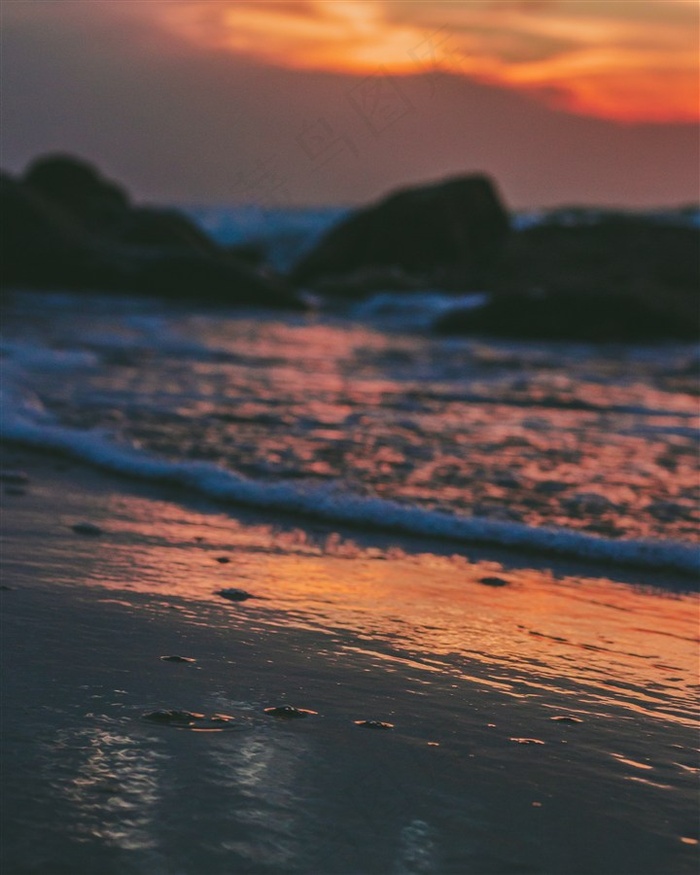 傍晚海滩风光高清图片