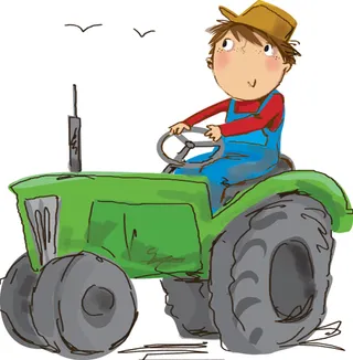 现代农业孩子开拖拉机