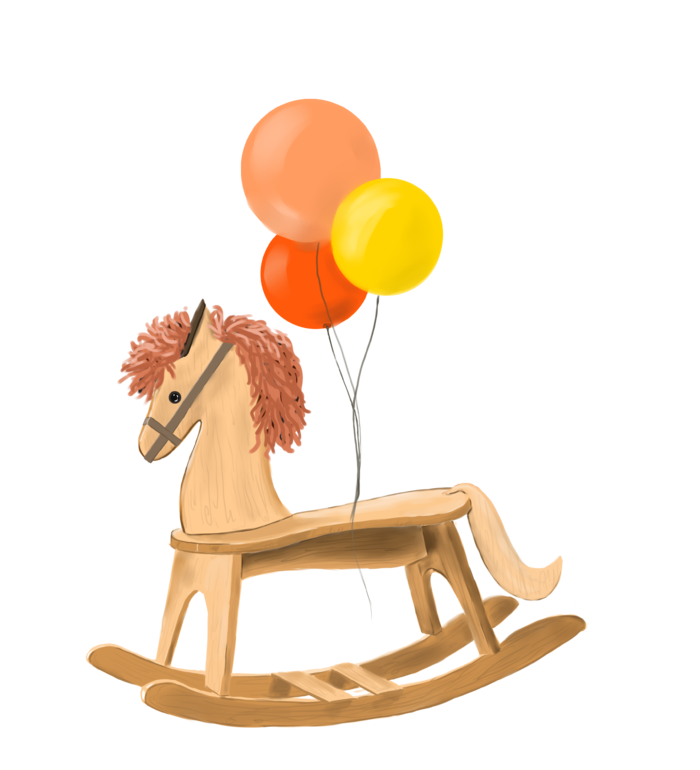 木马玩具剪贴画儿童节幼儿园卡通插画