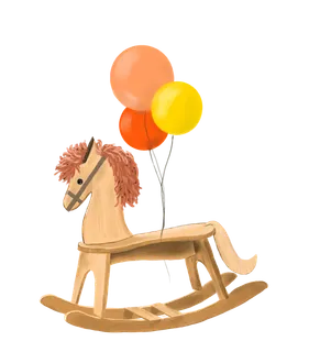 木马玩具剪贴画儿童节幼儿园卡通插画