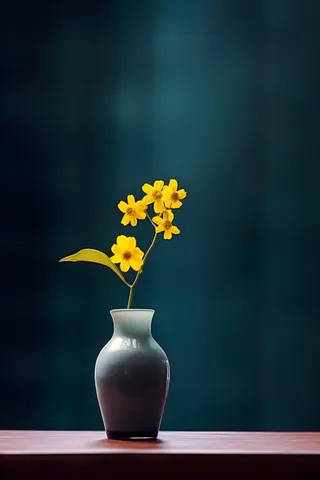 花瓶黄色花朵古典背景