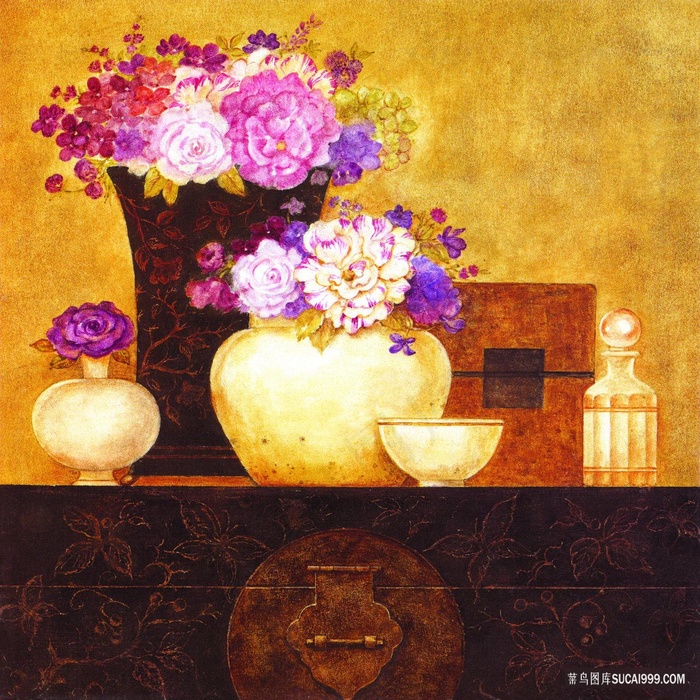 高清唯美花卉花瓶艺术装饰画