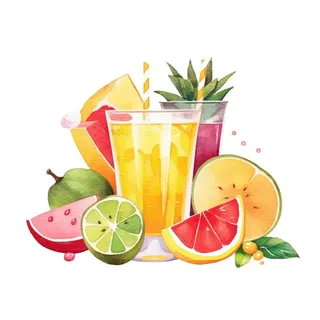 夏日冰水果饮料免抠