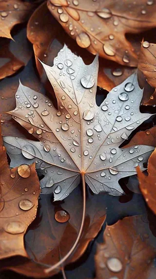 秋叶落叶雨水秋天，秋分