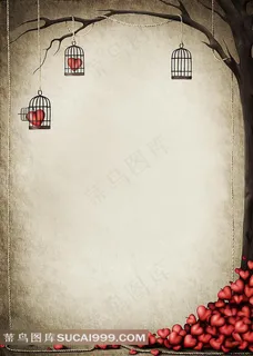 爱心鸟笼摄影背景图片 爱心鸟笼摄影背景图片