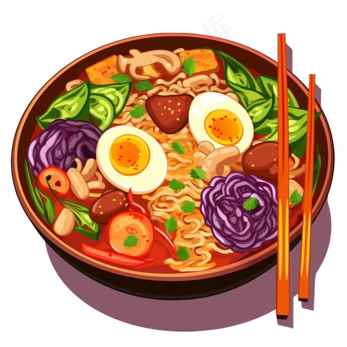 面条泡面美食插画免抠(1024x1024)