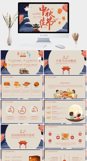 中秋佳节中秋节活动PPT预览图
