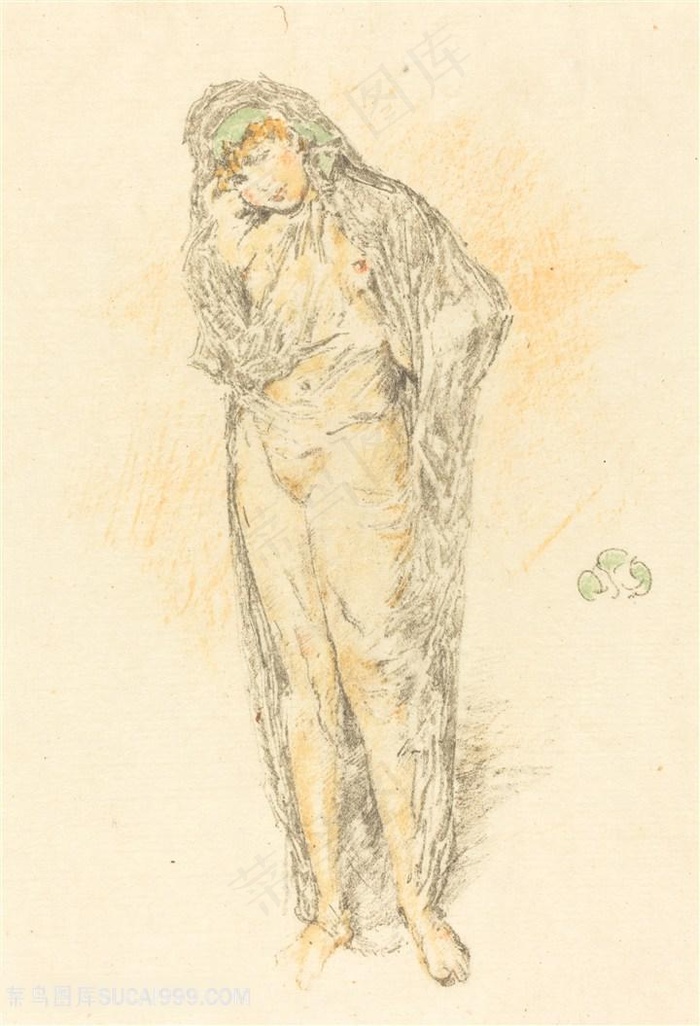 惠斯勒素描简约女士挂画