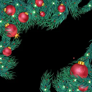 圣诞节松枝装饰品边框