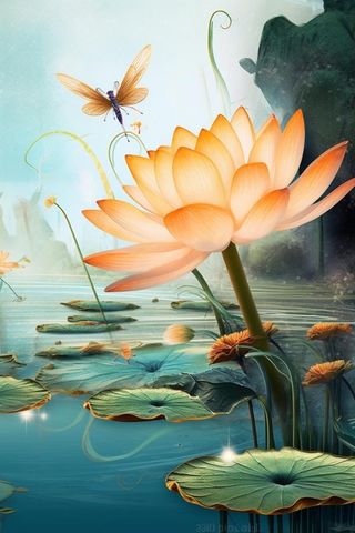 中国风精致荷花大气背景