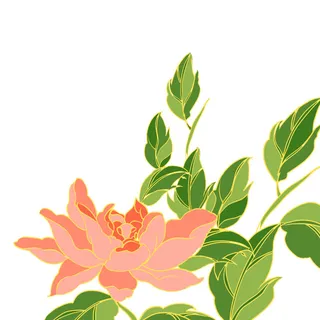 手绘国潮中国风古典牡丹花国花花卉装饰图案PSD设计素材