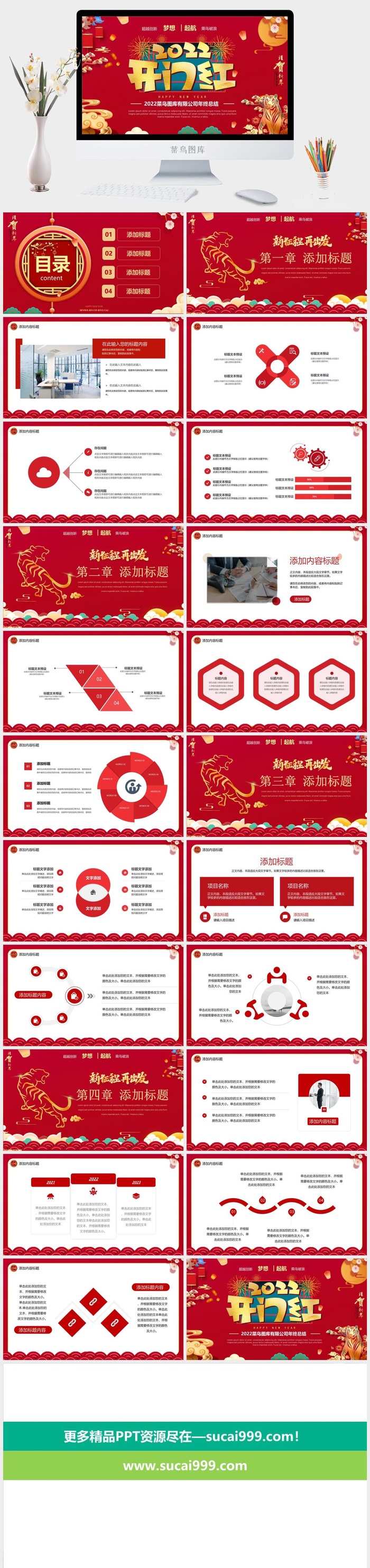 虎年新年年终工作总结PPT