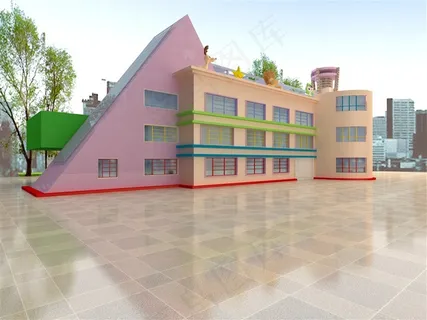 奇幻色彩的幼儿园外墙效果 奇幻色彩的幼儿园外墙效果