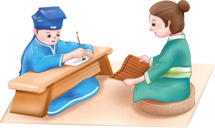 卡通可爱古风国学儒家礼仪教育课堂手绘