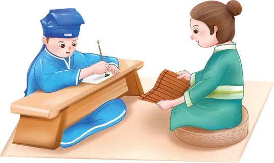 卡通可爱古风国学儒家礼仪教育课堂手绘