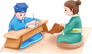 卡通可爱古风国学儒家礼仪教育课堂手绘