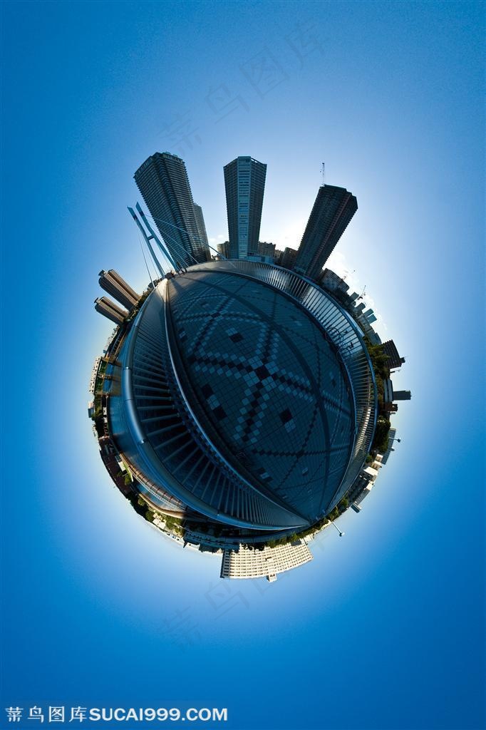 宽屏合成地球 创意地产地球上的街道楼房