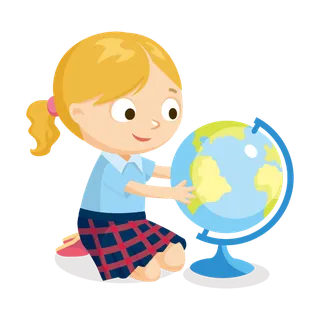 地球仪 卡通女孩