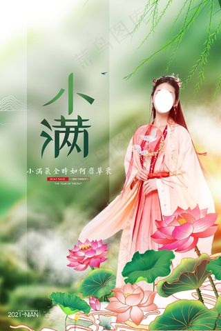 清新二十四节气小满节日海报