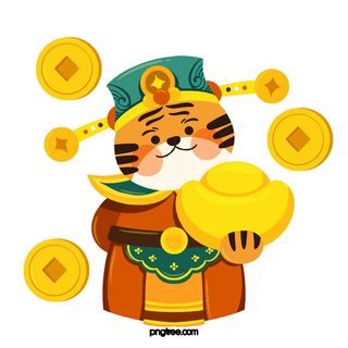 2022虎年吉祥物卡通公仔小老虎形象设计福字元素手绘插画psd素材