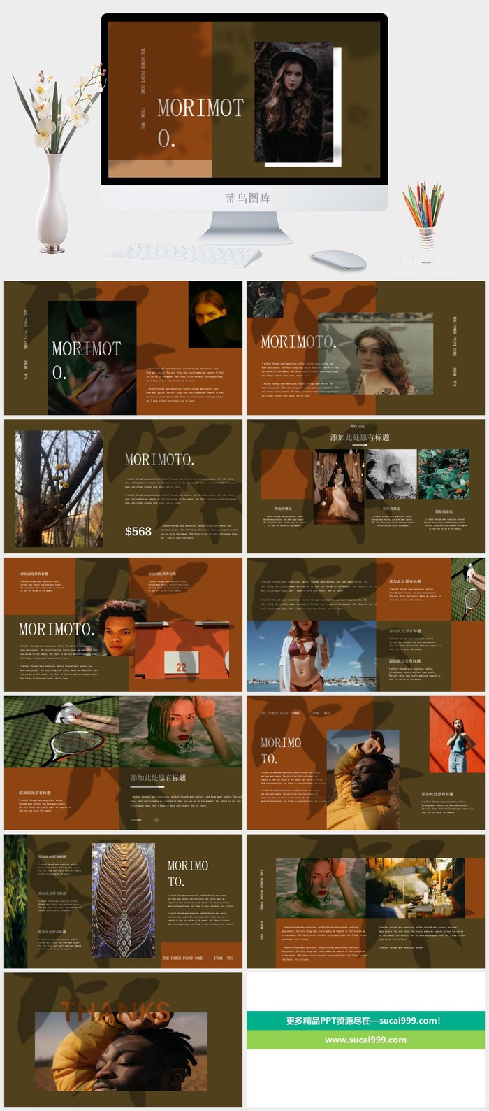 莫兰迪色系极简PPT模板