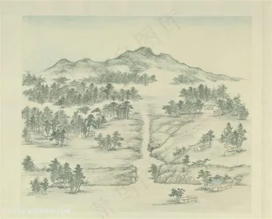 清代张若澄作品燕山八景之蓟门烟树国画图片 清代张若澄作品燕山八景之蓟门烟树国画图片