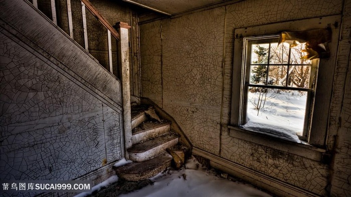 唯美木屋楼梯建筑壁纸