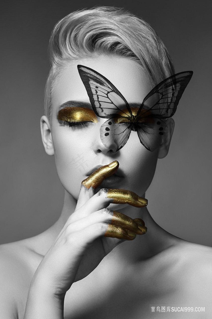 时尚美女蝴蝶艺术装饰画