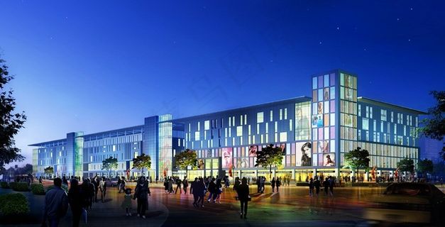 夜色中的商场设计图